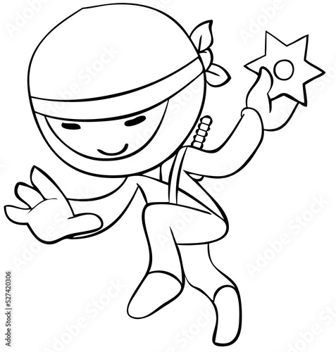 Ninja. Element for coloring page. Cartoon style.