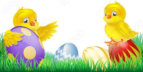 Cute yellow chicks and East...