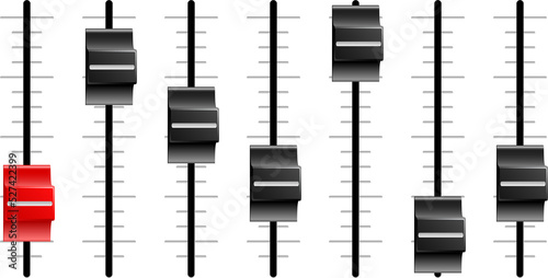 Sound or video control board Sliders or faders
