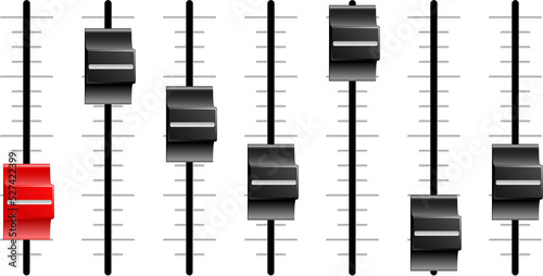 Sound or video control board Sliders or faders photo