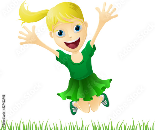 Young happy girl jumping