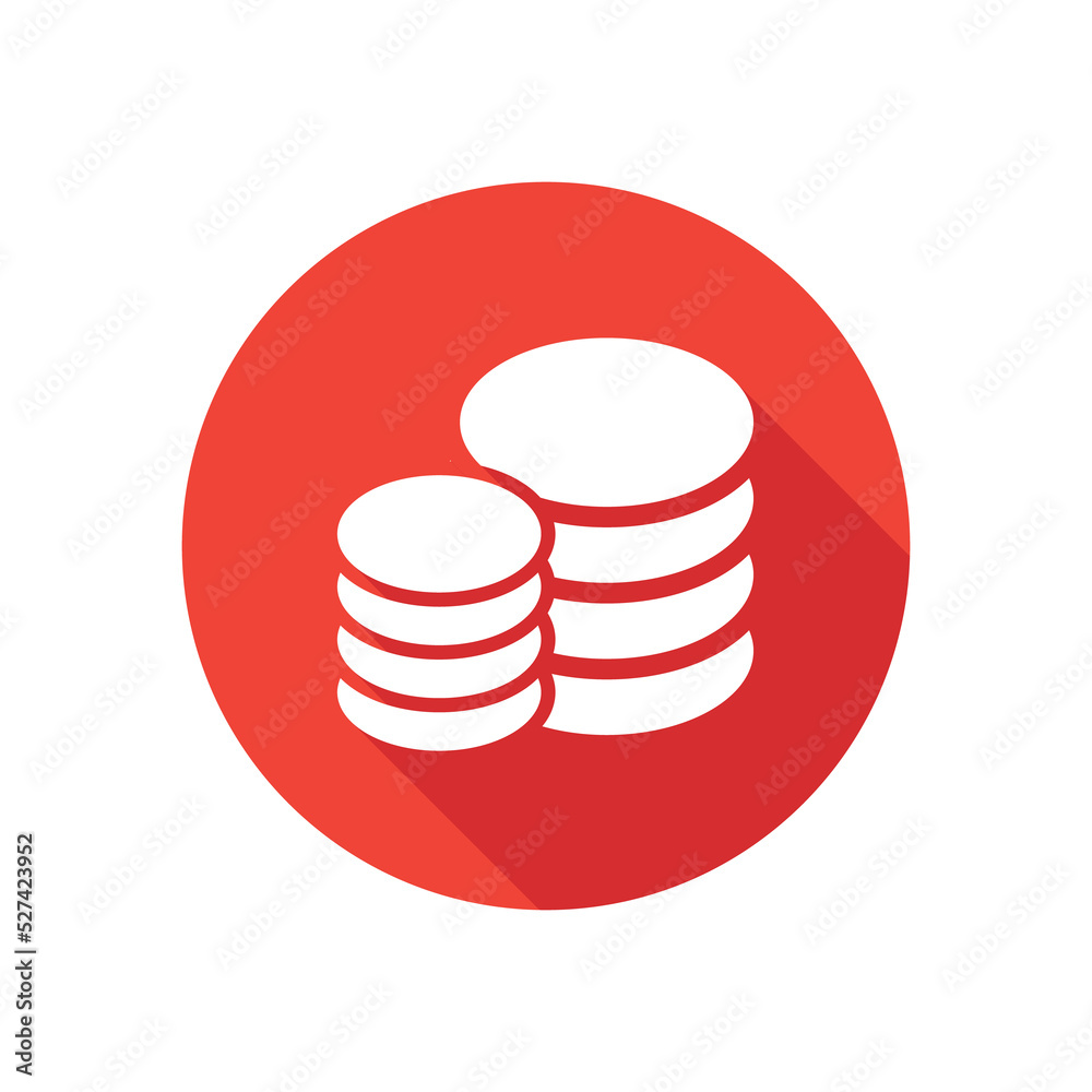 Button circle with money icon in red color. Vector illustration. Button circle with money icon in red color. Vector illustration.