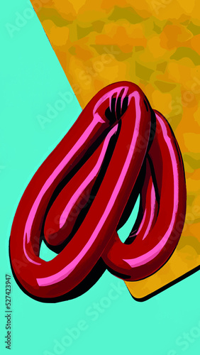 Vector illustration of a sausage. sausage isolated on soft color background. sausage vector or illustration art.