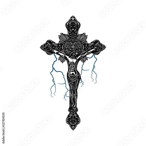 vector illustration of jesus with a cross