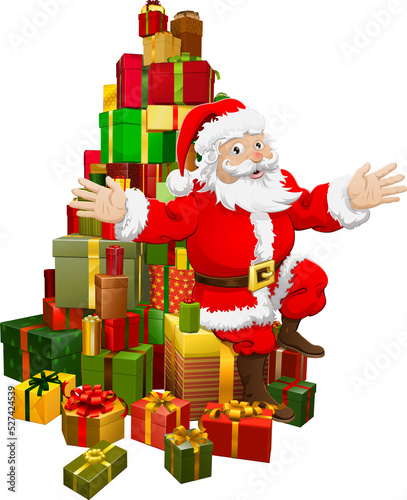 Santa sitting on a pile of ...