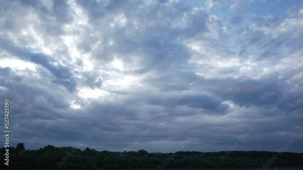 Overcast dramatic sky with moving clouds, timelapse.