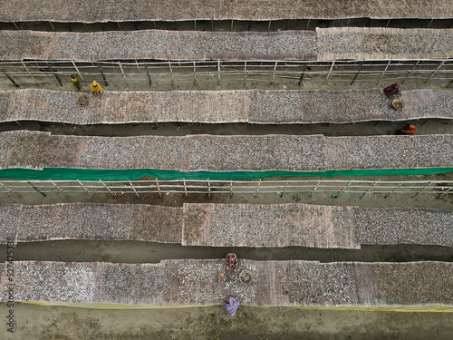 Aerial view of largest dried fish processing factory in Coxbazar Bangladesh  photo