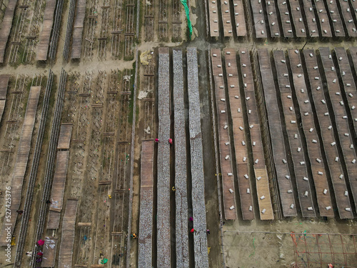 Aerial view of largest dried fish processing factory in Coxbazar Bangladesh  photo