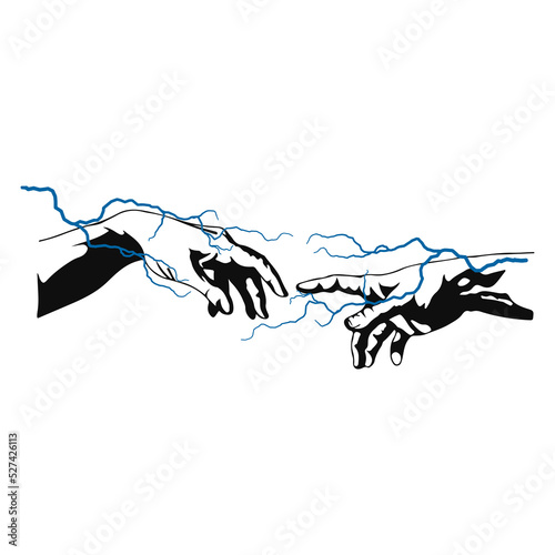 vector illustration of a hand with lightning