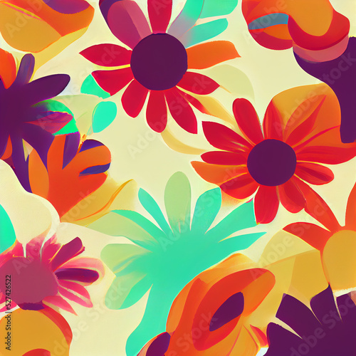 Colorful Flowers Abstract Floral Illustration