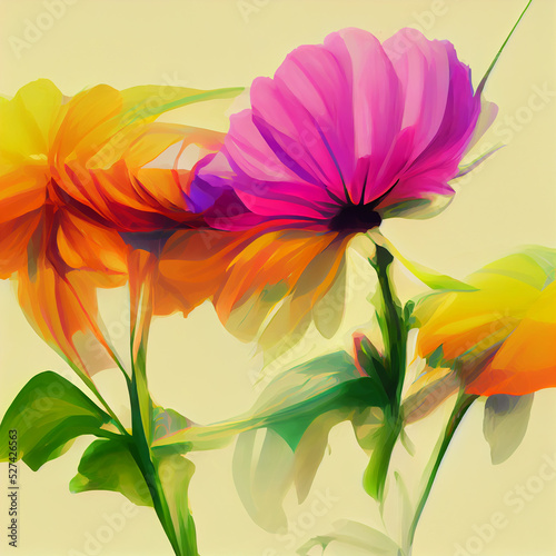 Colorful Flowers Abstract Floral Illustration