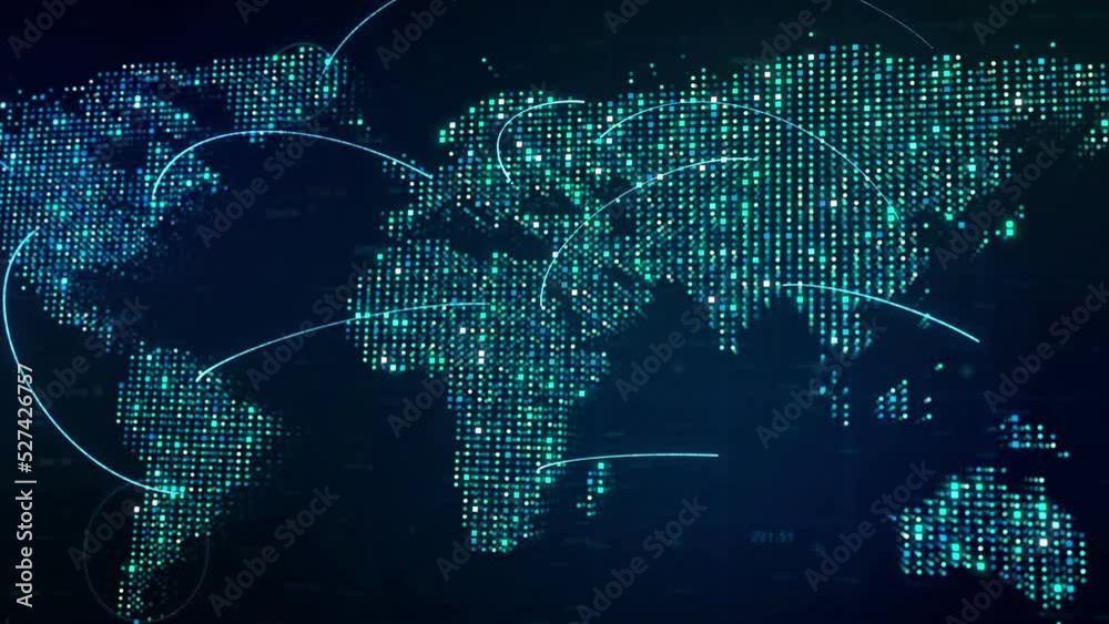 Global internet connection on digital Earth map, modern world data connectivity technology concept, 3d rendering modern worldwide business network online information 