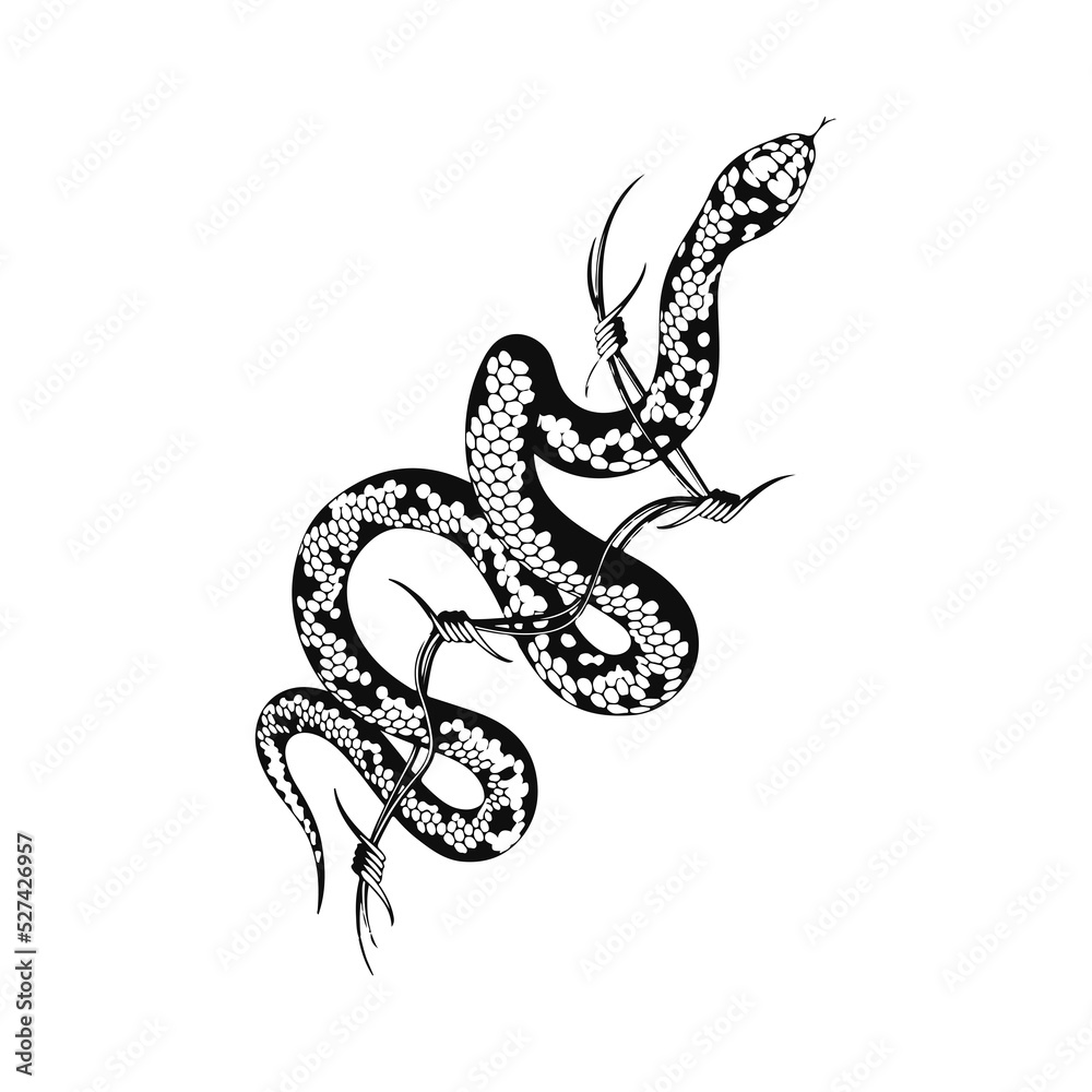 Fototapeta premium vector illustration of snake with barbed wire