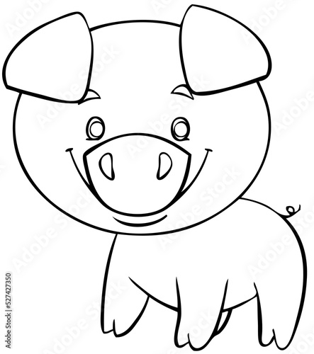 Pig. Element for coloring page. Cartoon style.