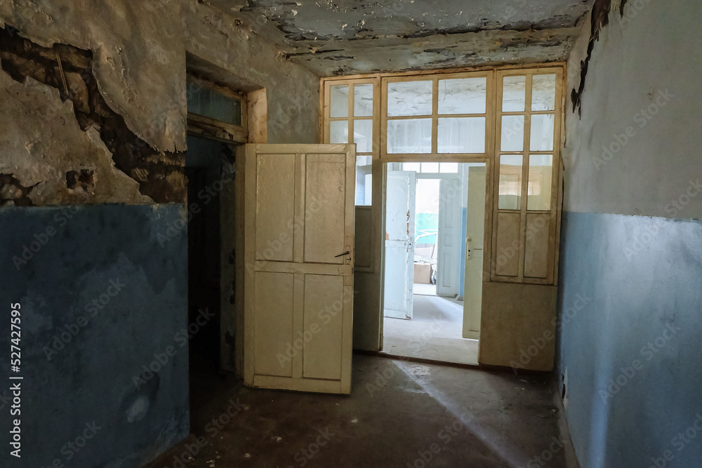Wet ceiling and walls of an abandoned soviet building Wet ceiling and walls of an abandoned soviet building