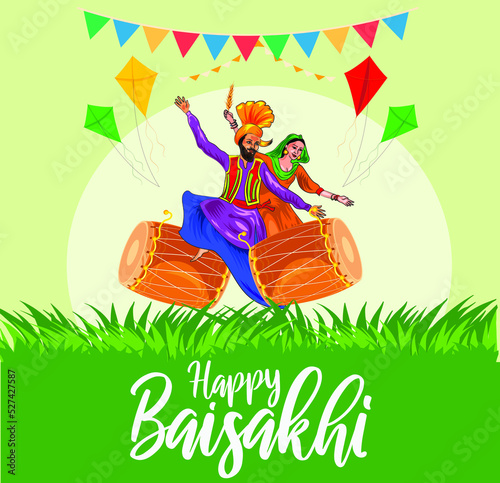 Happy Baisakhi celebration poster card vector illustration