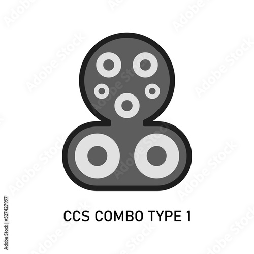 Electric Car charging plug Type 1 CCS Combo 1. Vector illustration