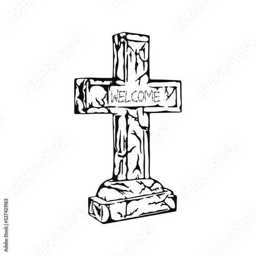 tombstone cross illustration vector concept