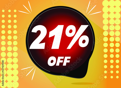 Sale tag 21%, twenty one percent off, vector illustration.