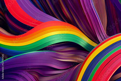 abstract rainbow color waves background, pride flag colours, happy mood, 3d render, 3d illustration