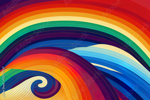 abstract rainbow color waves background  pride flag colours  happy mood  3d render  3d illustration