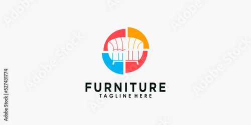 furniture logo design with creative concept premium vector
