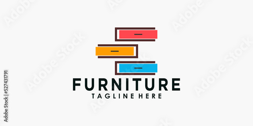 furniture logo design with creative concept premium vector