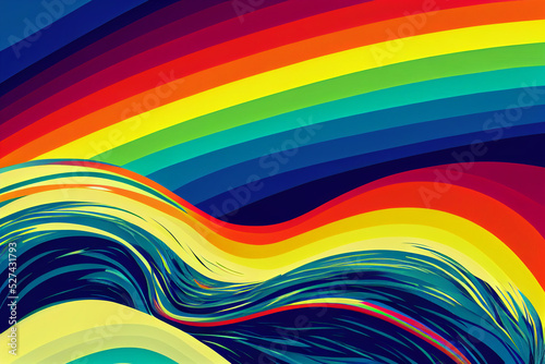 abstract rainbow color waves background  pride flag colours  happy mood  3d render  3d illustration