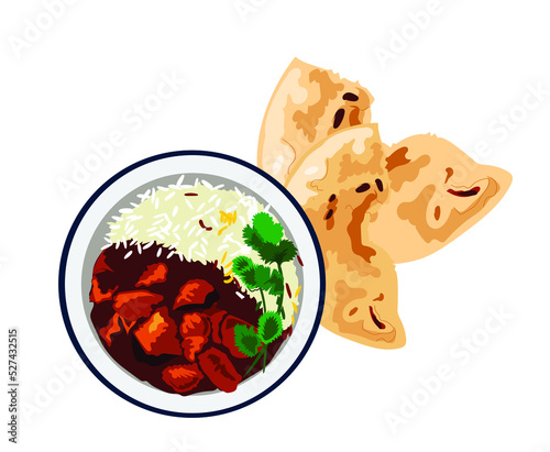 Chicken tikka masala Indian and Pakistani food vector illustration