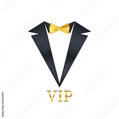 Suit symbol with BOW tie. Businessman tuxedo sign