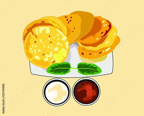 Crisp papadum Indian and Pakistani food vector illustration
