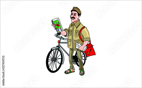 Indian Postman's old-style vector illustration 