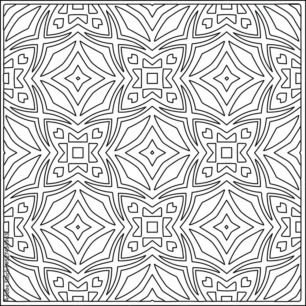 Fototapeta premium Vector pattern with symmetrical elements . Repeating geometric tiles from striped elements.Monochrome texture.Black and white pattern for wallpapers and backgrounds.line art.
