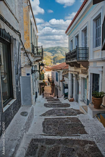 Fototapeta Naklejka Na Ścianę i Meble -  Poros island on colorful day in Aegean, Greece
