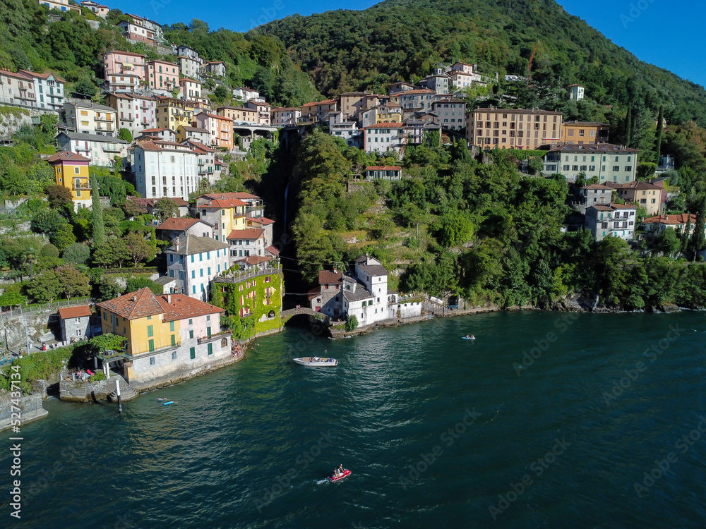View of the village of Nesso on Lake Como