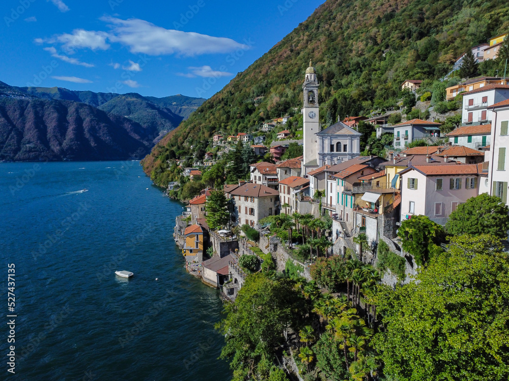 View of the village of Nesso on Lake Como