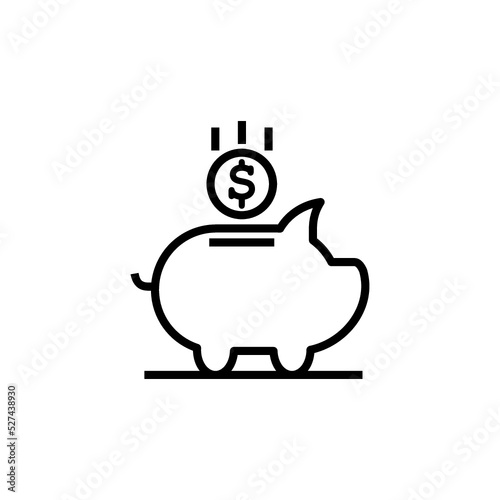 Piggy bank line icon isolated on white background