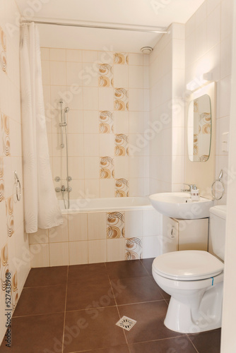 Bathroom Interior Within Toilet and Bathtub in an Apartment