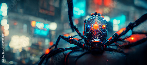 Fotografia Cyberpunk Spiderman hyper realistic Digital Art Illustration Painting Hyper Real