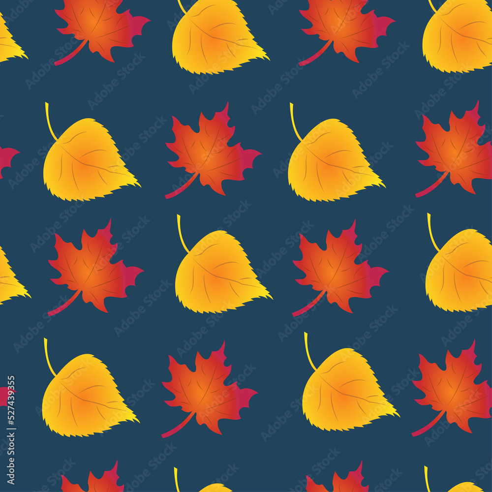 Obraz premium Autumn garden seamless pattern. Beautiful bright background with autumn leaves. Vector illustration.