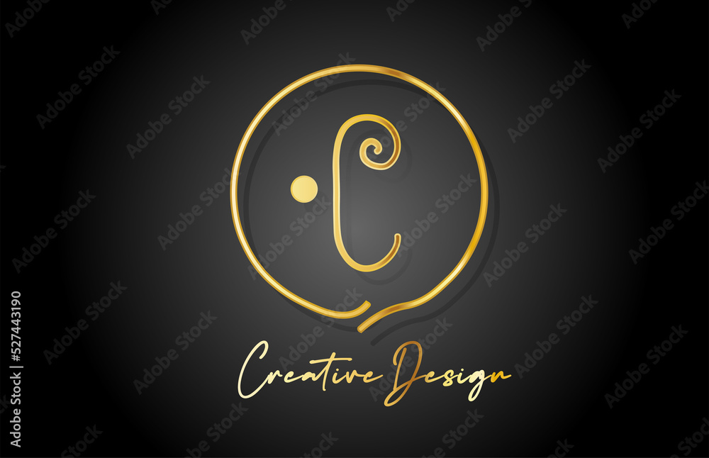 Fototapeta premium C gold yellow alphabet letter logo icon design with luxury vintage style. Golden creative template for company and business
