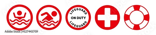Lifeguard Set Safety. Vector Icon. Template Design.