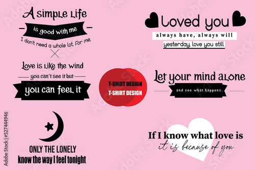 6 packs of T-shirt design with love typography Design
