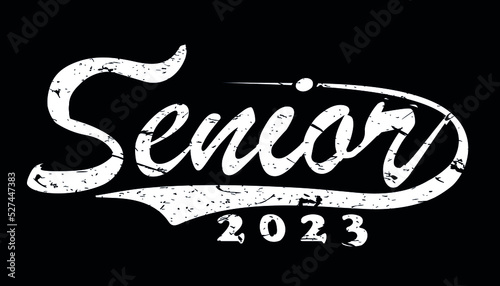 Seniors 2023 text Vector, T-shirt Design,  white with Black background, apparel typography illustration, 