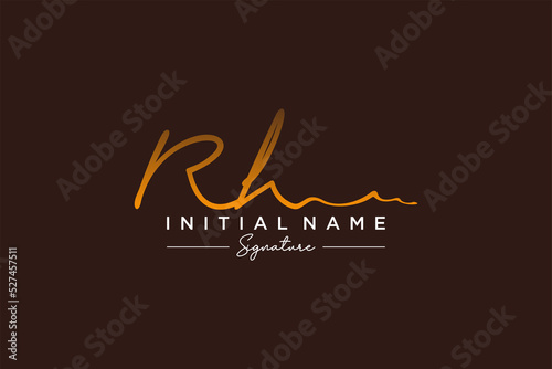 Initial RH signature logo template vector. Hand drawn Calligraphy lettering Vector illustration.
