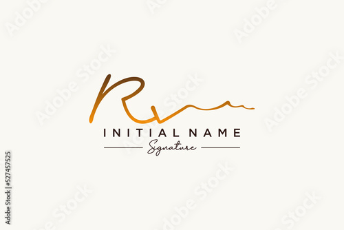 Initial RV signature logo template vector. Hand drawn Calligraphy lettering Vector illustration.