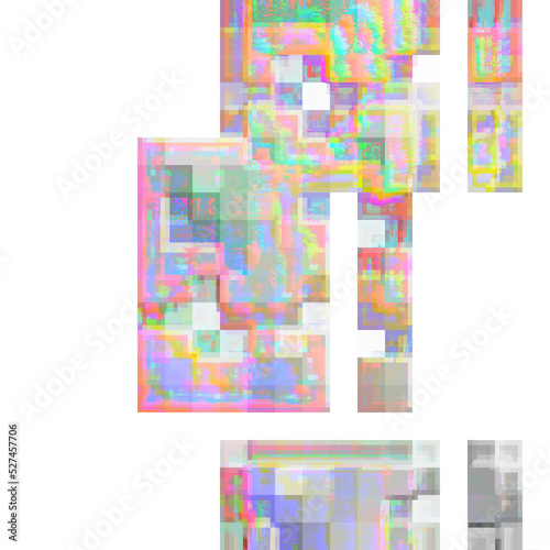 Isolated transparent abstract glitch art shape element.