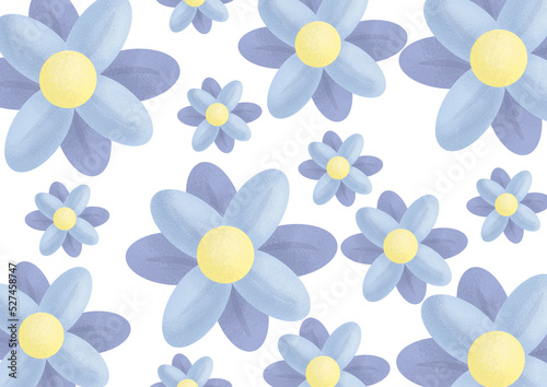 Patrones de flores de pétalos azules con fondo transparente