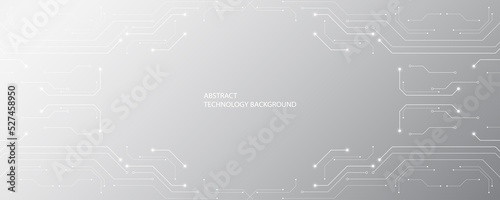 Gray and white technology background image Line design for communication connections in digital systems Hi-tech technology pattern
