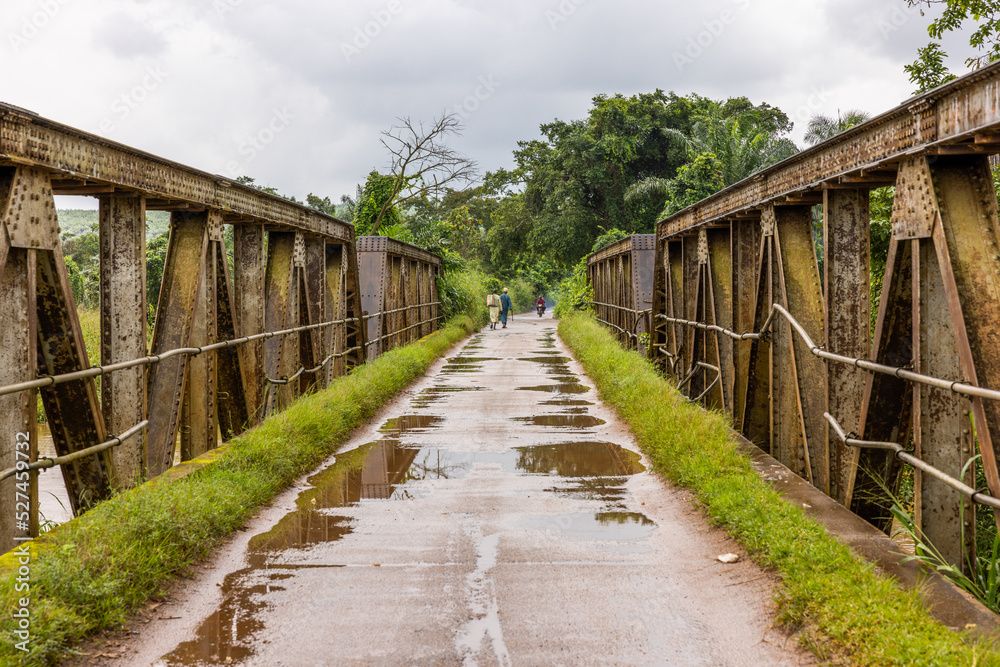 An old steel bridge over river Omi in Ijebu-Ode, Ogun state, southwest of Nigeria.